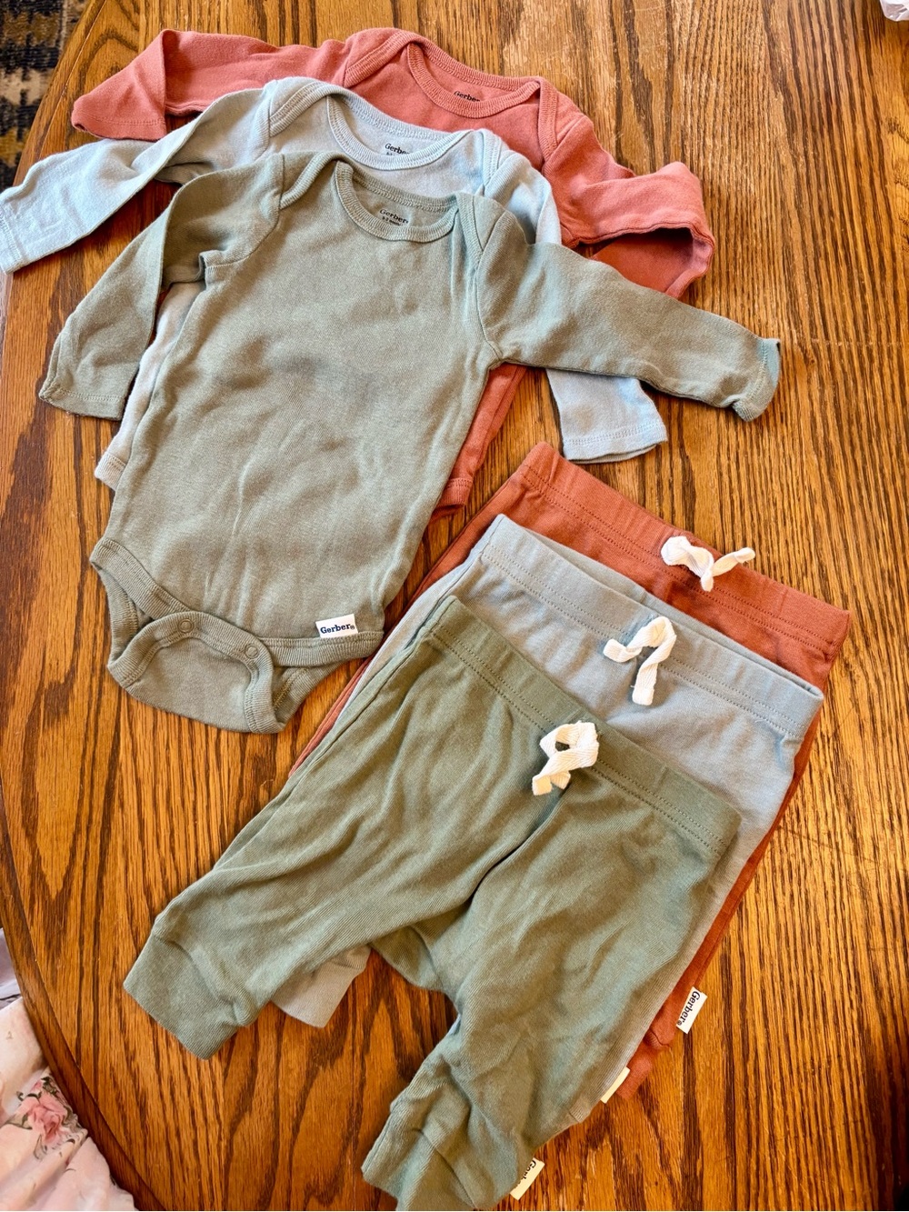 Gerber 3-Piece Baby Set in Olive, Dusty Blue, and Rust